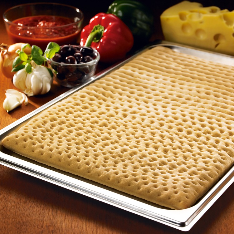 Färdig pizzabotten på gastrobleck