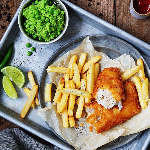 Fish & Chips med ärtpuré