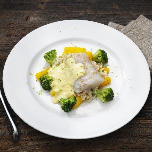 Lättrimmad torskrygg med limehollandaise