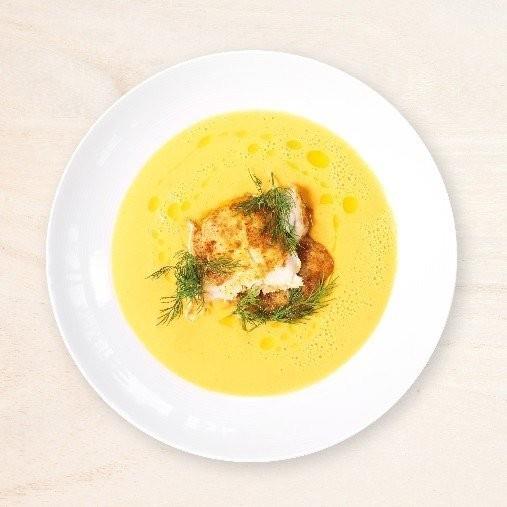 Morot- och pumpasoppa med currystekt fisk