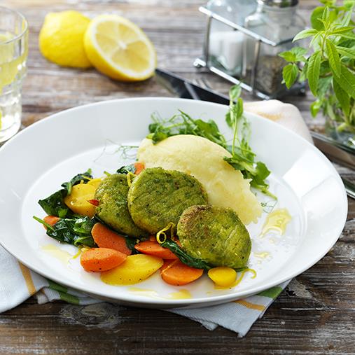 Ärtbiff med citronrostade morötter