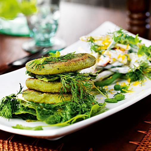 Ärtbiff med vaxbönor i citrondressing