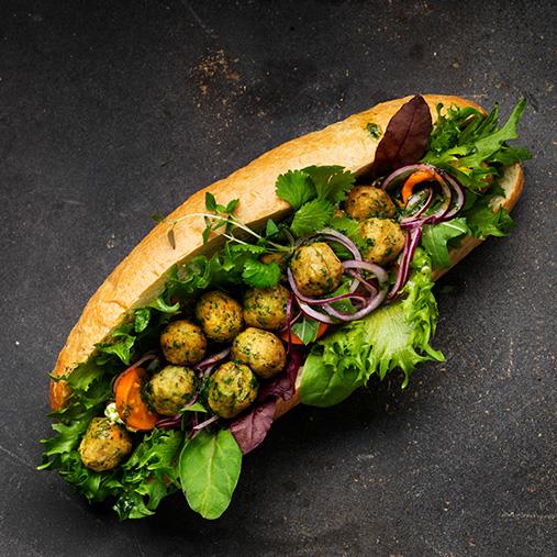 Baguette med mini Falafel