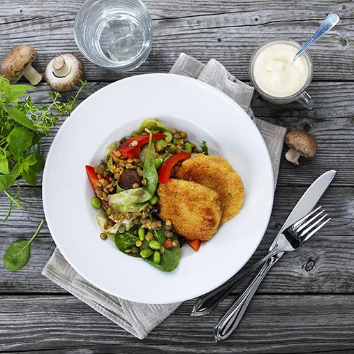 Greenburger med linssallad