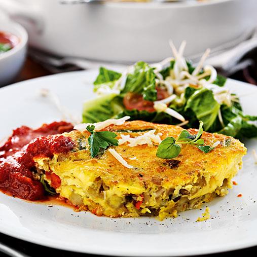 Patata tortilla och het sås