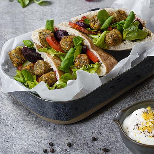 Pitabröd med Mini Falafel & rödbetor