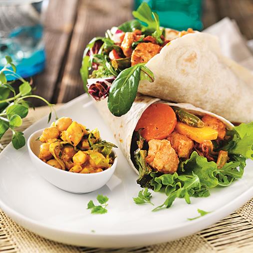 Tortillarullar med Quornbitar och kikärtscurry