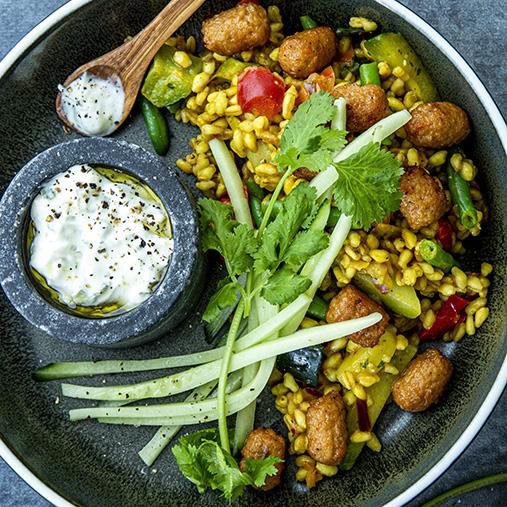 Veggie boulette med vetekornspilaff