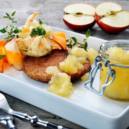 Veggie burgare med selleristomp och äppelchutney