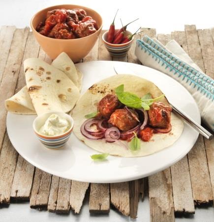 Wraps med Quornbullar i chilisås