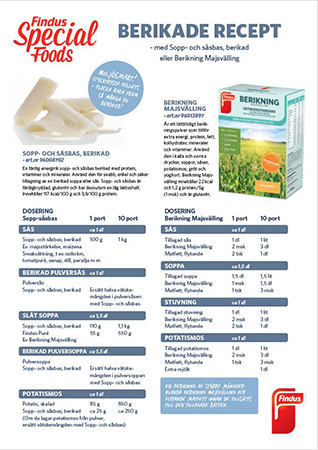 Findus Special Foods folder med fokus på berikade recept