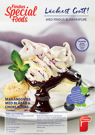 Framsida recept och inspirationsblad "läckert och gottt" med blåbärspuré